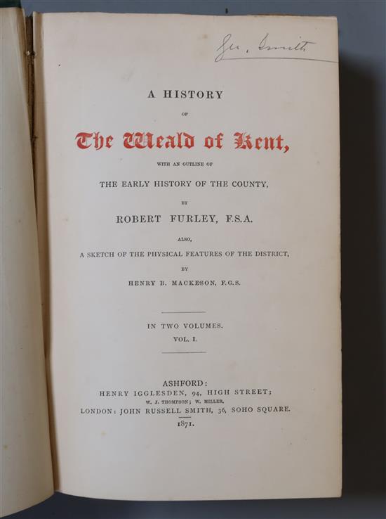 Furley, David - A History of the Weald of Kent, with an outline of the early history of the county, 2 vols in 3,